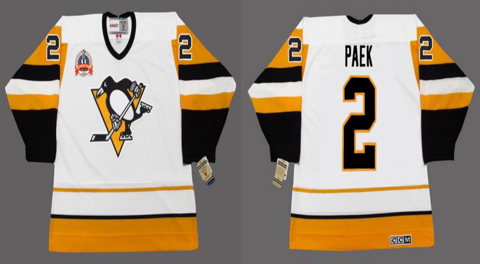 2019 Men Pittsburgh Penguins 2 Paek White yellow CCM NHL jerseys